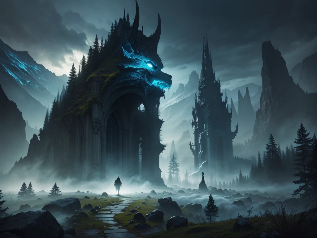 a fantasy game background, magical forest landscape, intricate character design, vibrant colors, dramatic lighting, cinematic composition, highly detailed, hyper realistic, 8k, best quality, masterpiece, (photo-realistic:1.37), (ultra-detailed:1.2), dramatic dark lighting, moody atmosphere, epic fantasy scene