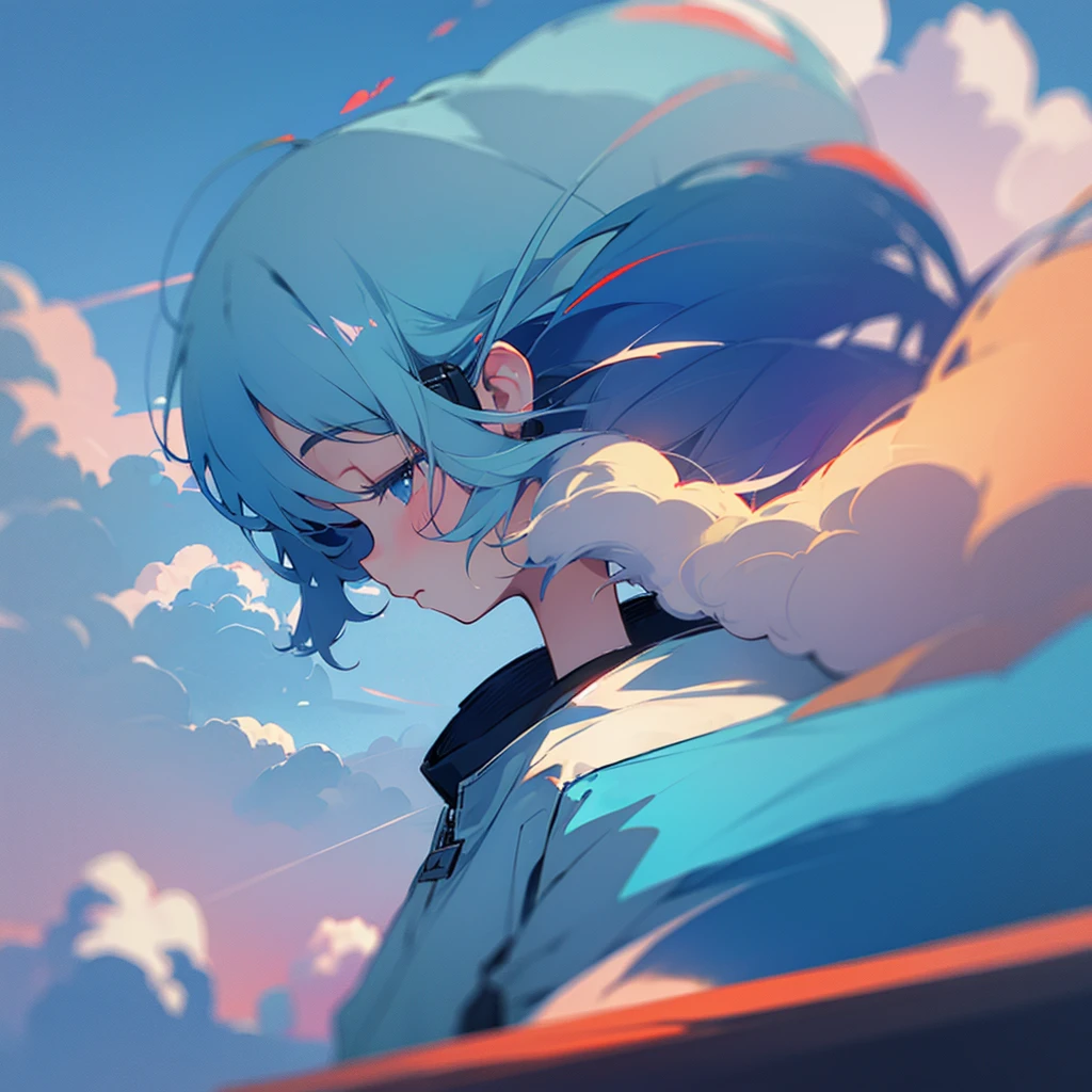 Girl listening music. Cloud ☁️
