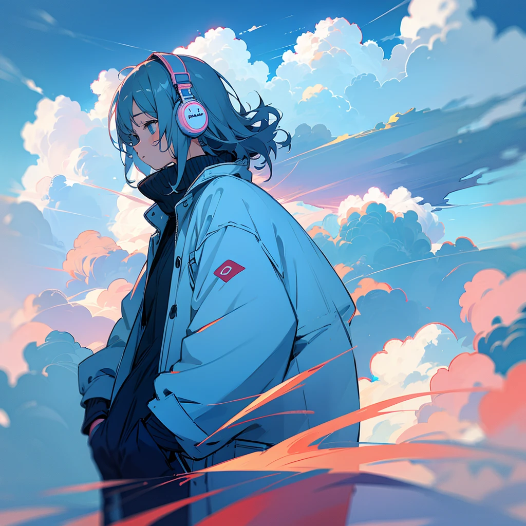 Girl listening music. Cloud ☁️