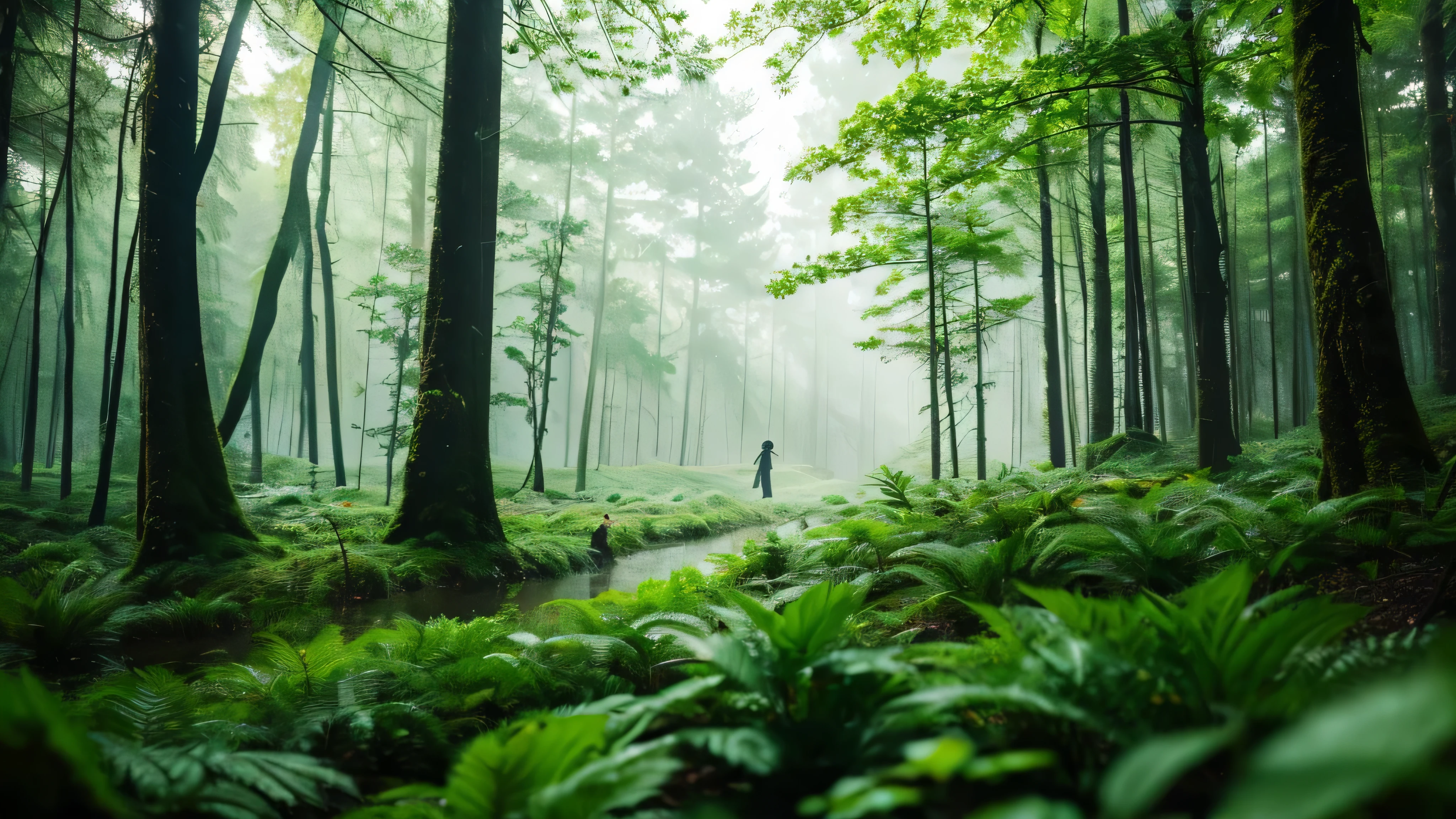 ((Highest quality)), ((masterpiece)), (be familiar with), rain, in the forest