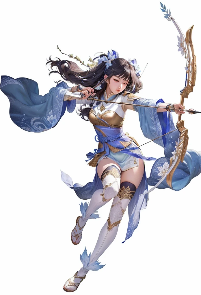 Aravud image of a woman holding a bow and arrow, inspired author:Cold plum, yun ling, Anime girl holding a bow and arrow, Inspired by trees, Female Archer, author:Yang J, April Rendering, g liulian art style, author:Cold plum, Lineage 2 Style, by Qu Leilei