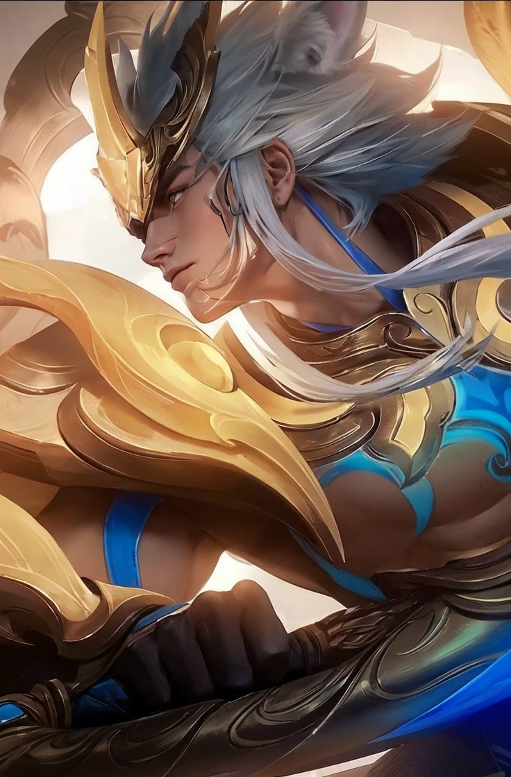 4k, high resolution, best quality, masterpiece, perfect color, perfect shade, perfect lighting, Posted by e621, ((portrait)), ((handsome man)), perfect male figure, Short hair details,Naked torso,Detailed face, perfect face, (stood up), Detailed background, ((Bonifasco Lighting)), (delicate eyes),(animal ears:fox),((big fluffy tail)),tattoo,((forest)),emaciated