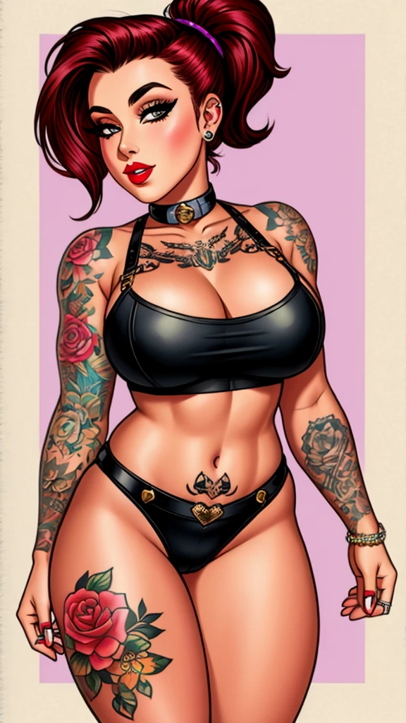 butch girl, pinup, tattoos