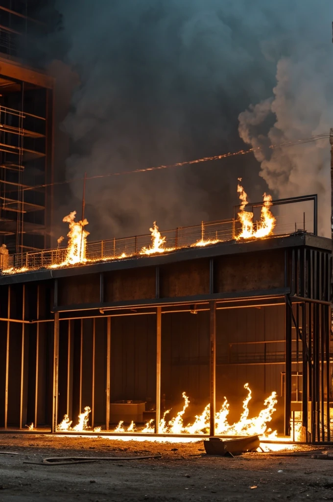 Rebar steel with fire effects