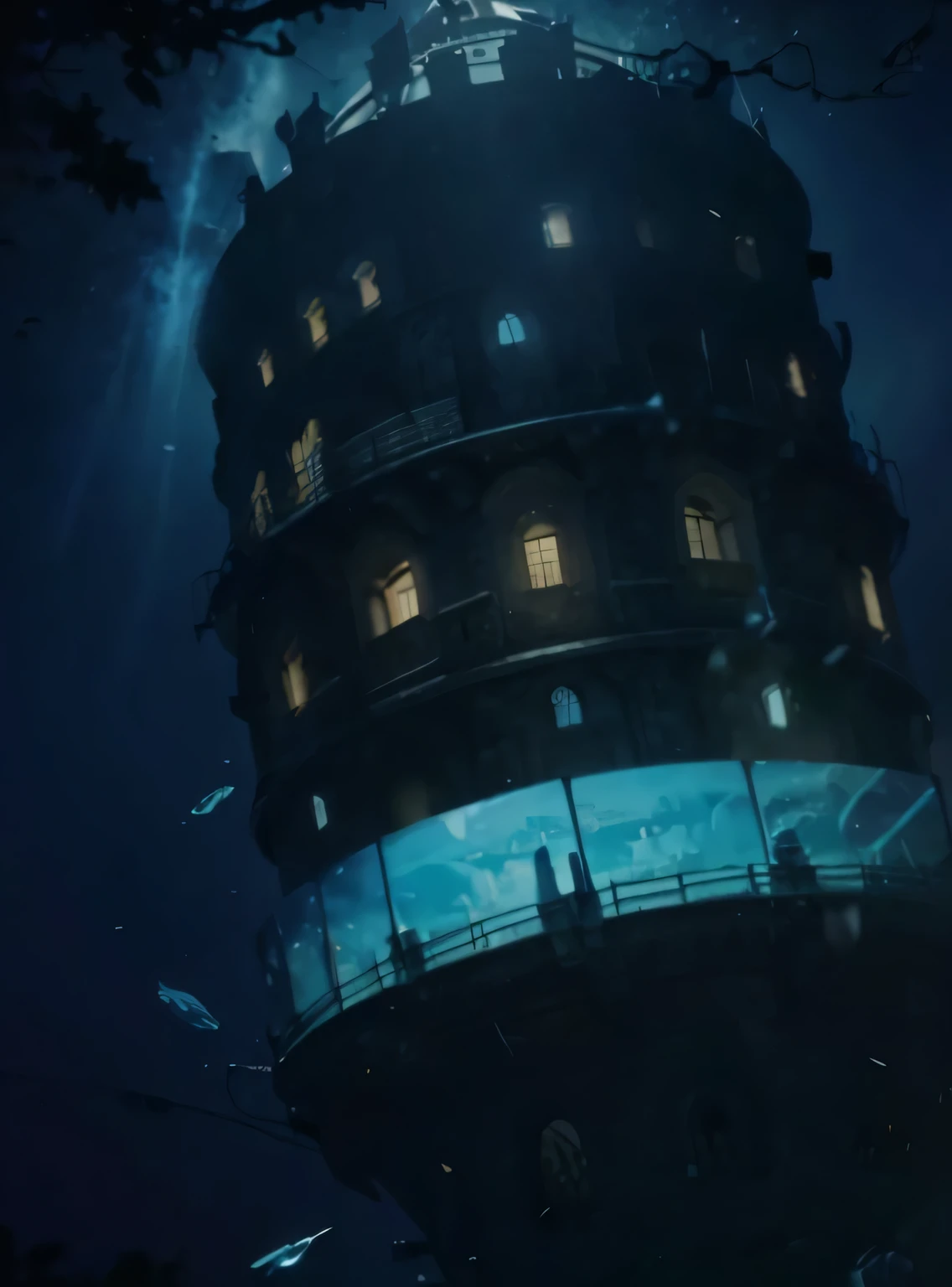 Best Quality, Masterpiece, Ultra High Resolution, (Realisticity: 1.4), zoom in and expand the image, making the castle in the center and more detailed