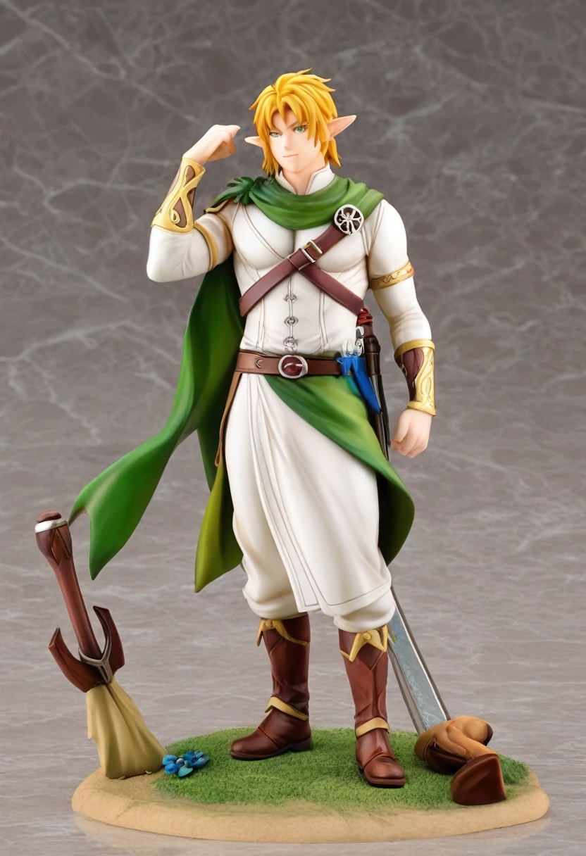 two male rpg figure of a druid elf, front view and back view