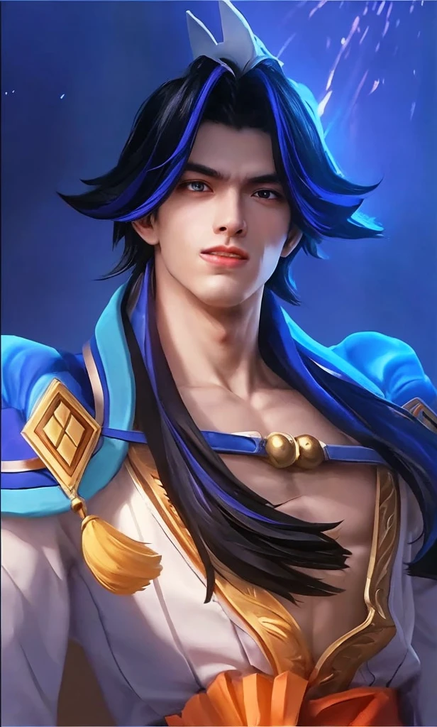 "The 20-year-old Goku is a true masterpiece of male beauty, perfect anatomy. He wore a martial arts suit. When looking into beautiful eyes, with a sensual gaze, attracts the opposite His eyes are on the viewer you can clearly see every little detail and perfect lines, beautiful leather details in 8K quality, one is attracted by the confidence radiating from each look. His head is framed with white hair, and his face is drawn with meticulous details in 8K quality images. He's wearing a tattered white outfit from combat, which adds to his overall confidence."