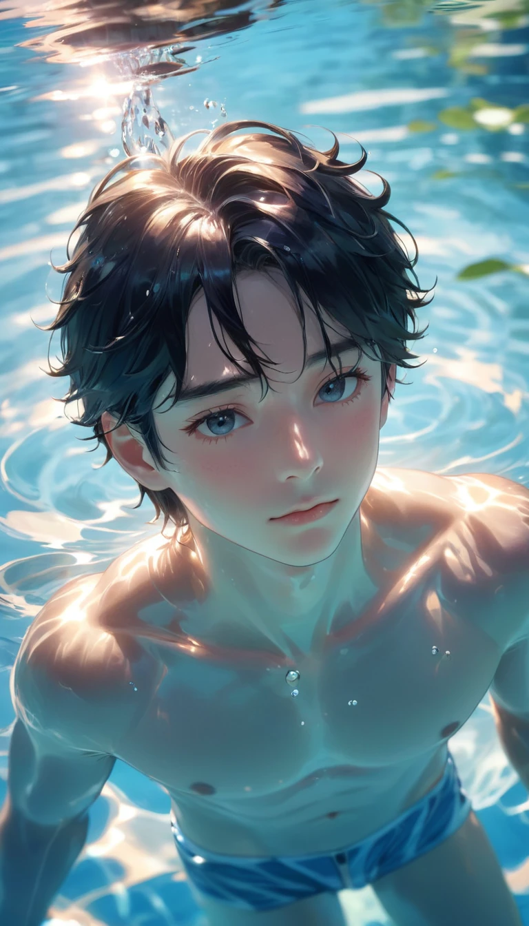 ( perfect anatomy ) Minimalist handsome boy immersed in June heat wave(Close-up of whole head submerged in water)Cool off in the pool，Surrounded by dazzling afternoon light, shadows and water ripples，The whole scene looks lazy and exudes a romantic, relaxed and elegant aesthetic.。🌸🌊✨Ethereal Beauty,Beautiful ethereal fantasy. Beautiful rendering. Elegant and beautiful girl. Brilliant and gorgeous effect.
Waiting to begin 