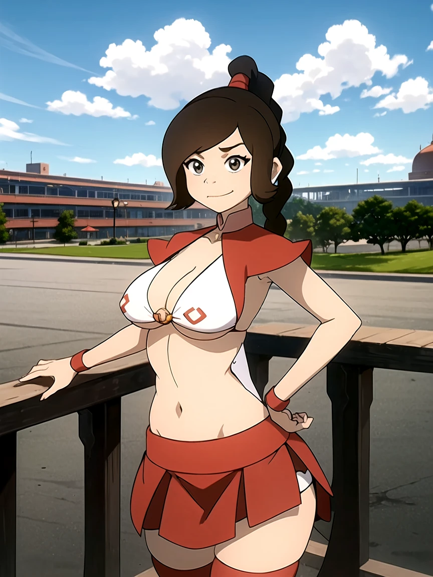 tylee, in full growth,jail in the background,(micro skirt:1.4),(micro bikini, big tits,thongs,stockings:1.2),, muscular,egs spread