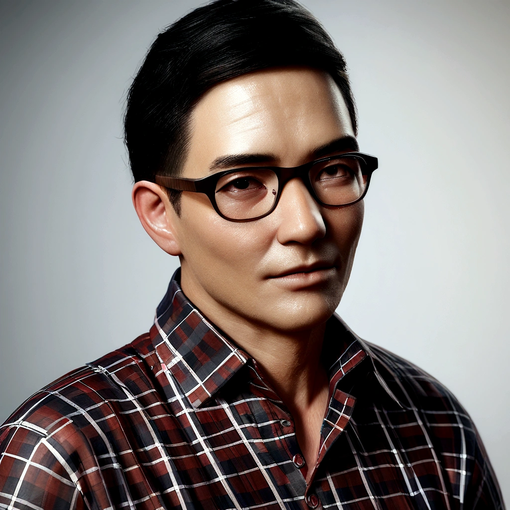 a close up of a man wearing glasses and a plaid shirt, inspired by Rudy Siswanto, cg artist, for hire 3d artist, 2 d render, photo render, professional render, realistic render, cg render, digital render, 3 d artist, realistic 3d render, realistic 3 d render, professional 3d render, photorender, highly detailed vfx portrait of