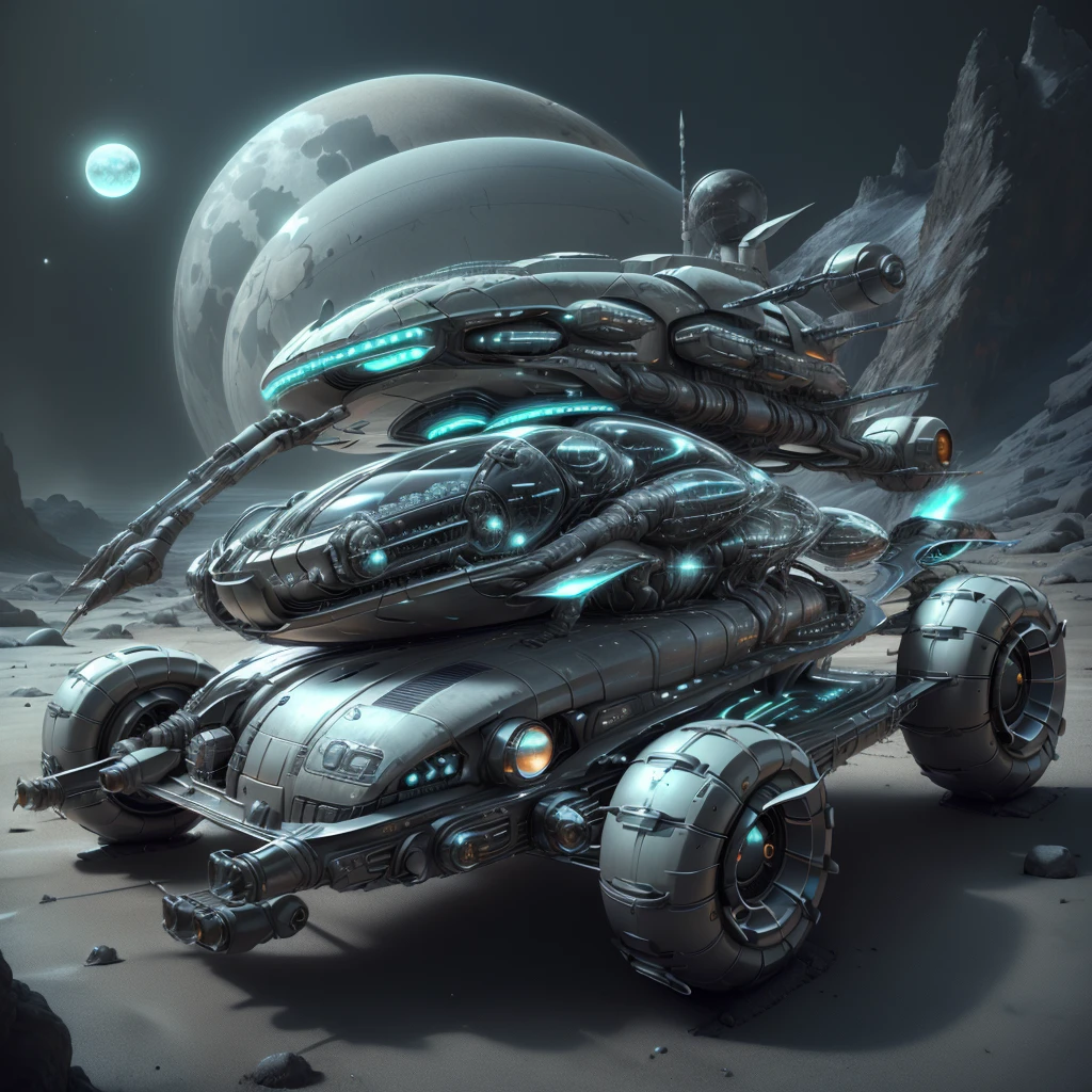 LunarPunkAI futuristic car, detailed, intricate