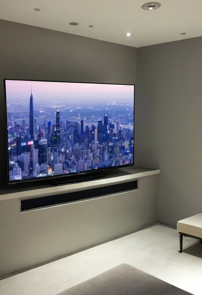 TV screen,The city is visible