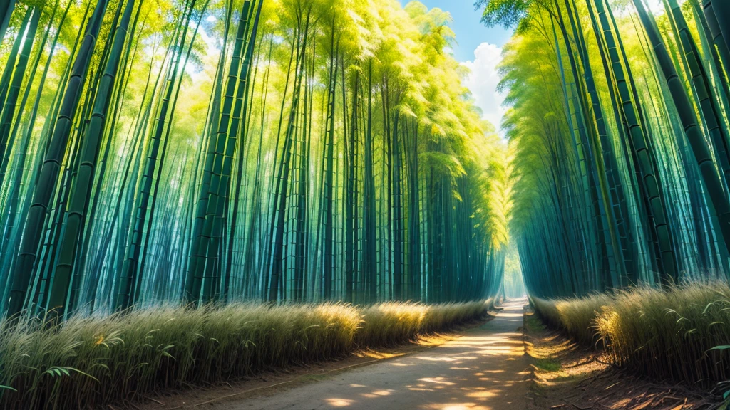 (Different world scene,bamboo forest),summer,towering,Intensive,Spectacular,The Trail