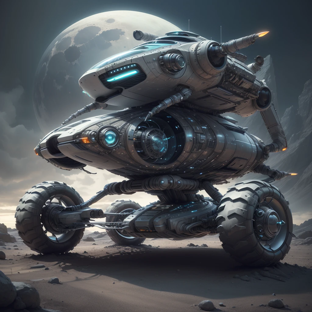 LunarPunkAI futuristic car, detailed, intricate