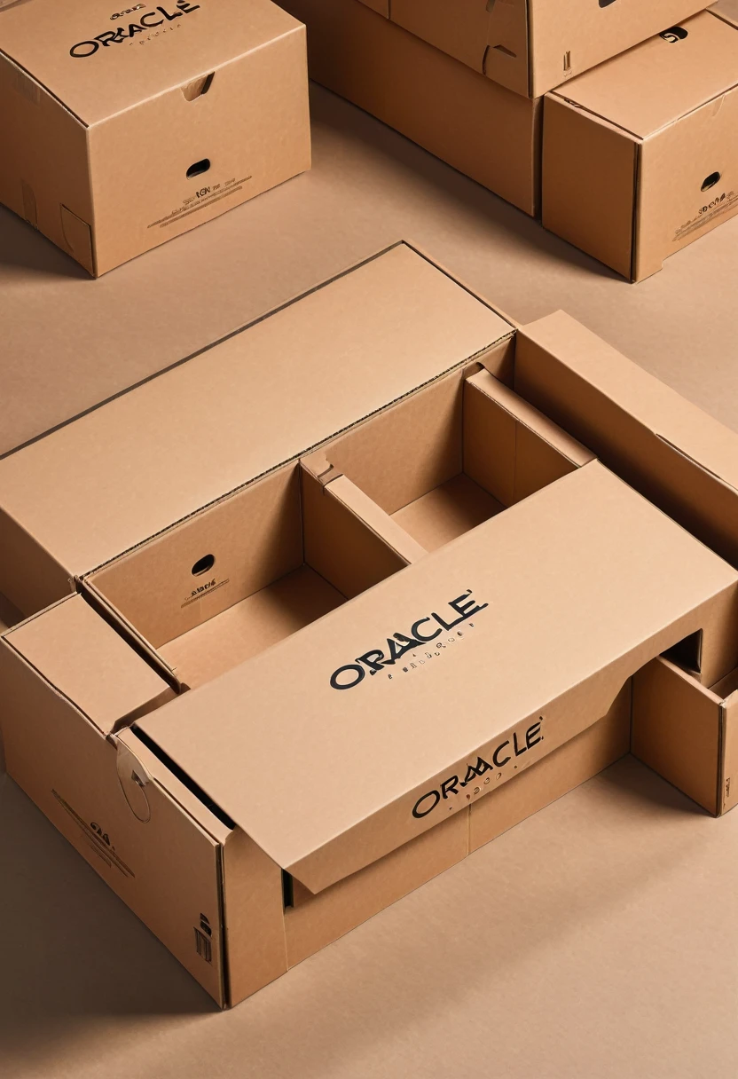 A cardboard design for assembled furniture，Carton flat，Simple style，The logo name is oracle，Lay the carton flat，detail，high quality，Fashion