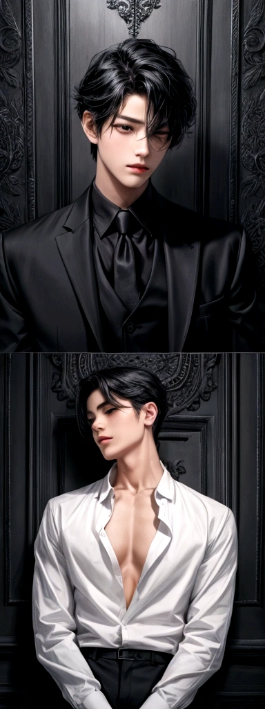 1 boy, black hair