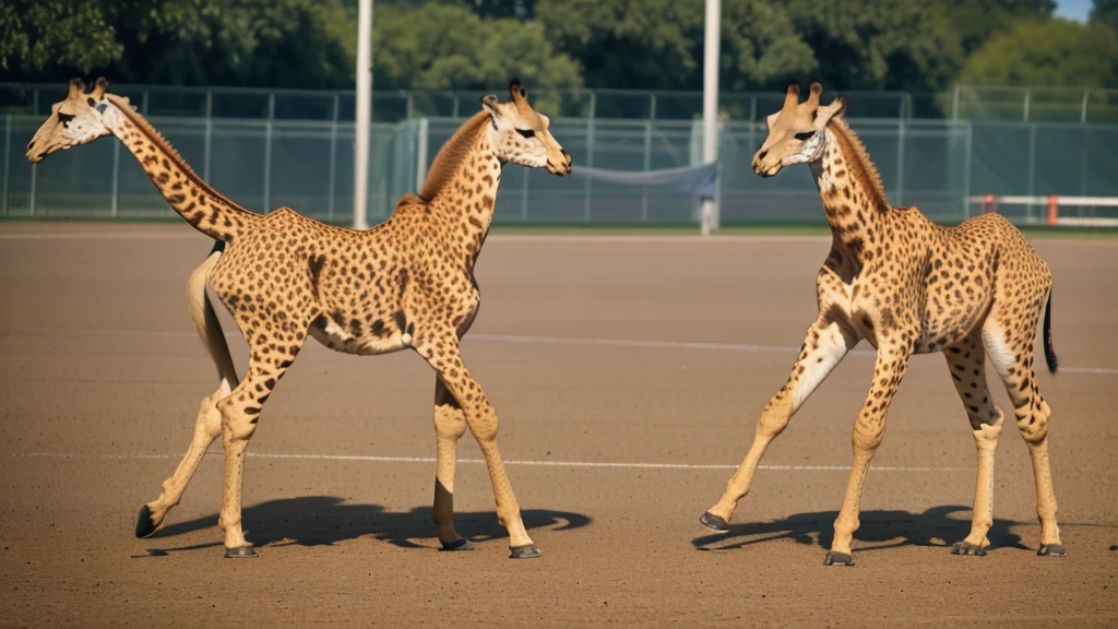 A giraffe running on the track,A cheetah follows behind, Humanoid Cheetah, sprint, impressive winning photo, Animals running, Animal Chase, Award-winning shots, Olympic Games Photos, Photo of the Year Award Winner, amazing shot, photogrAssociated Pressh credit: Associated Press, Winning photo of the year, Viral Photos, Award-winning shots