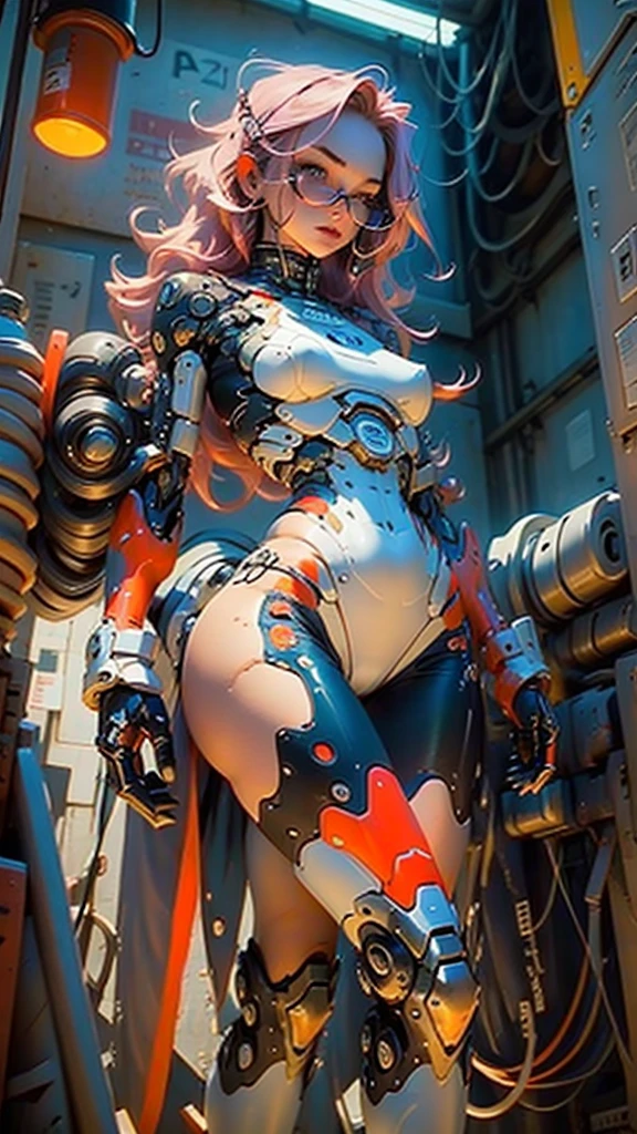 Woman body defined thick thighs cybernetic arms legs parts,nude