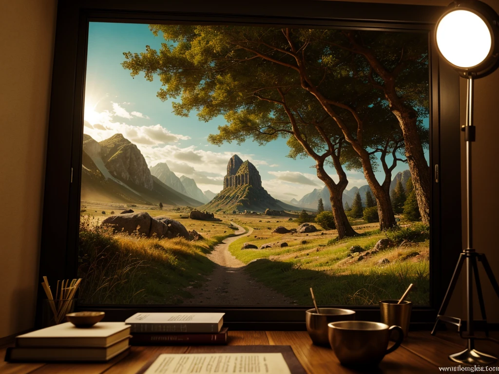 inspiré de Tolkien,À la manière de John Howe,detailed fantasy landscape,enchanted forests,majestic mountains,epic battles,dangerous dungeons,magical creatures,highly detailed armor,best quality,4k,8k,highres,masterpiece:1.2,ultra-detailed,realistic,photorealistic,photo-realistic:1.37,HDR,UHD,studio lighting,ultra-fine painting,sharp focus,physically-based rendering,extreme detail description,professional,vivid colors,bokeh,fantasy art