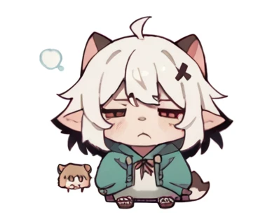 Chibi Character , Looking sleepy, high resolution,girl,Kemomimi,