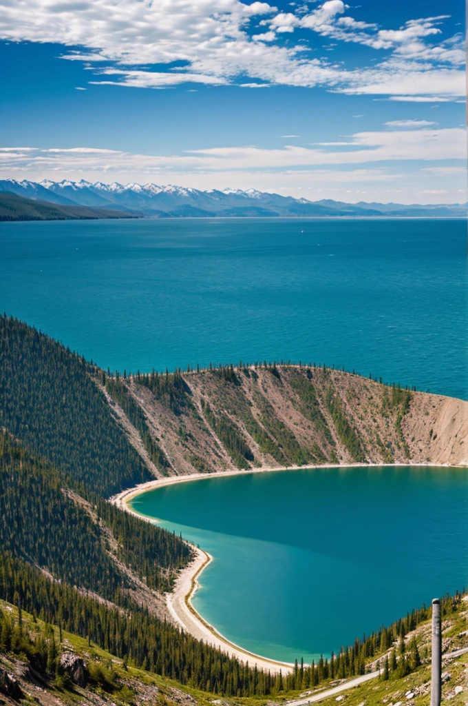 Draw the shore of Lake Baikal.