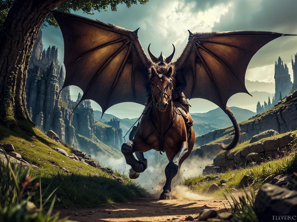 inspiré de Tolkien,À la manière de John Howe,detailed fantasy landscape,enchanted forests,majestic mountains,epic battles,dangerous dungeons,magical creatures,highly detailed armor,best quality,4k,8k,highres,masterpiece:1.2,ultra-detailed,realistic,photorealistic,photo-realistic:1.37,HDR,UHD,studio lighting,ultra-fine painting,sharp focus,physically-based rendering,extreme detail description,professional,vivid colors,bokeh,fantasy art