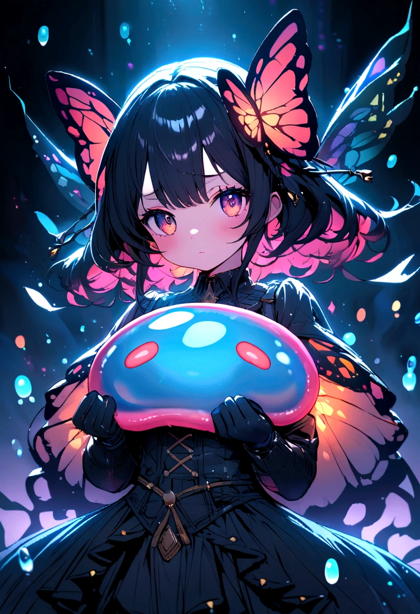 Butterfly shaped meat, glossy, slime