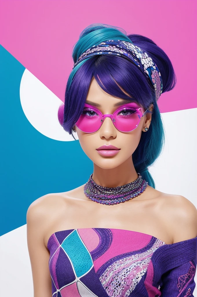 Design Style: Abstract Concept
Business: Online fashion groups for selling fashionable accessories
Brand Name: Fashio
Description: Develop an abstract concept logo with interconnected shapes symbolizing unity and diversity in fashion. Use a vibrant color scheme including shades of blue, purple, and pink to showcase creativity and innovation. Ensure the design is sleek and memorable against a white background.