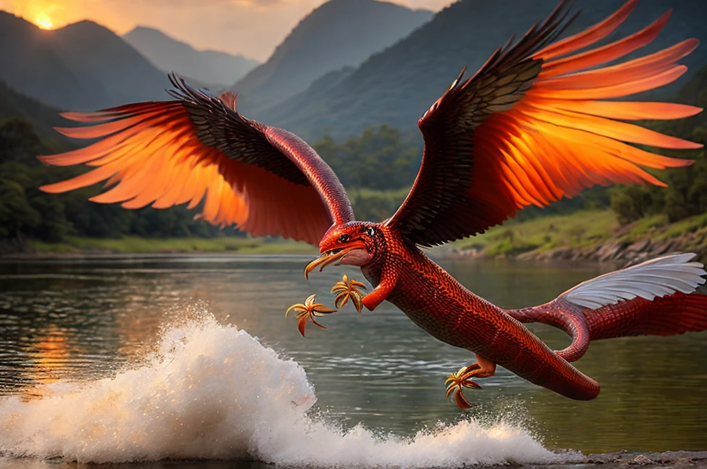 Amaru is the name of a deity represented as a winged serpent, with crystal clear eyes, reddish snout, flame head, and a fish tail. And it is represented as a great winged serpent, with bright eyes, red snout, flame head, and fish tail.
It is a water snake that lives in high altitude rivers and lagoons.. is he "alma" or spirit of them, and so there are small and large ones. It is an indicator of a possible cataclysm.
It is winged, silver or dark in color, It has a flattened beak similar to that of some lake birds, the rest of his body is a snake, covered with large, shiny scales.