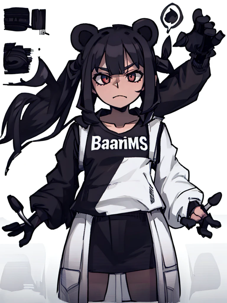 一个黑白Bear,Half black, half white,Bear,Solid color background,White background