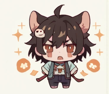 Chibi Character , Greeting， high resolution，girl，Kemomimi,
