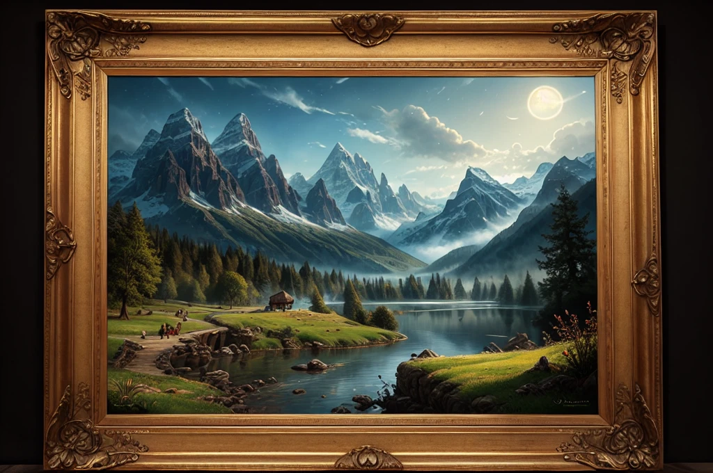 inspiré de Tolkien,À la manière de John Howe,detailed fantasy landscape,enchanted forests,majestic mountains,epic battles,dangerous dungeons,magical creatures,highly detailed armor,best quality,4k,8k,highres,masterpiece:1.2,ultra-detailed,realistic,photorealistic,photo-realistic:1.37,HDR,UHD,studio lighting,ultra-fine painting,sharp focus,physically-based rendering,extreme detail description,professional,vivid colors,bokeh,fantasy art