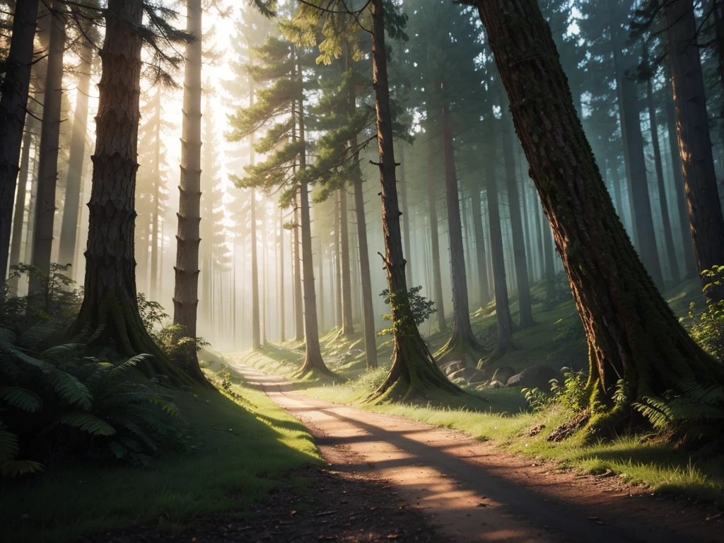 Gaming fantasy background, light mysterious forest. Slight blur
