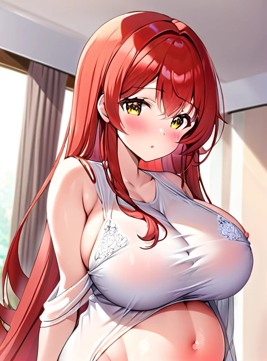 Pregnant women,Pregnant belly,Paisu,Big Breasts,White and red hair,Hair Gradient,Long Hair