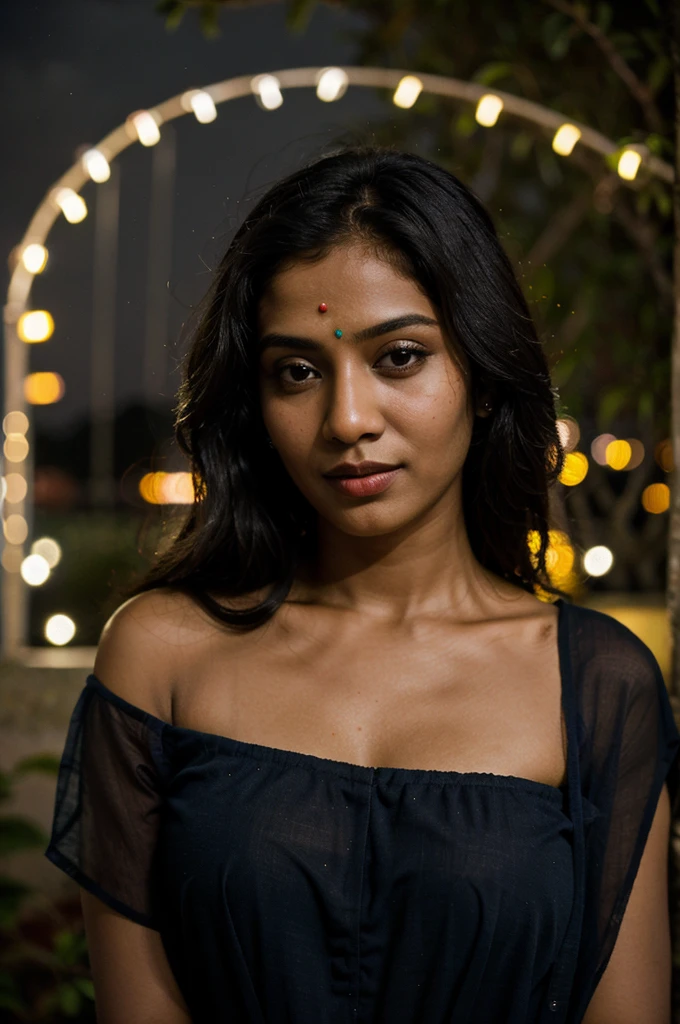 (Masterpiece), night photo, photo of 35 y.o beautiful (Sri Lanka woman) , skin details , bokeh, 