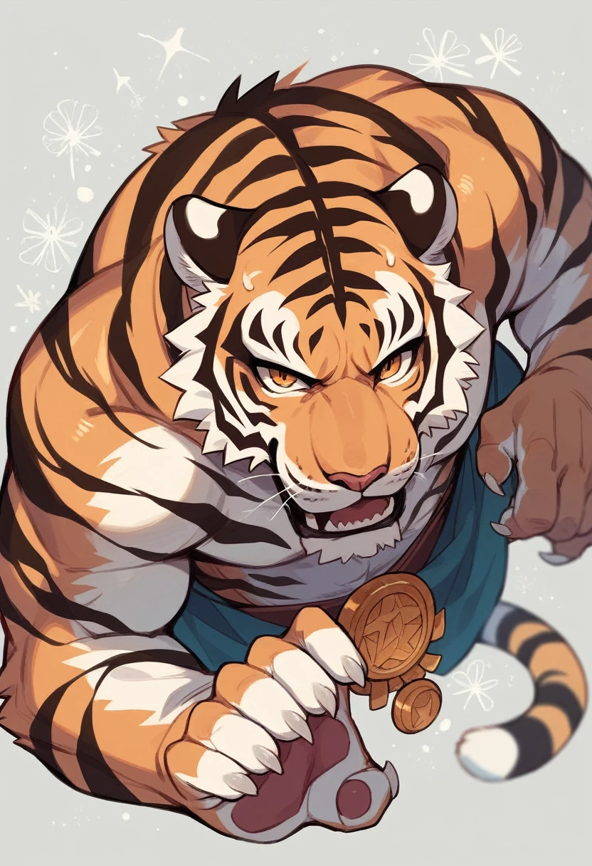 gold Tiger roar Ultra-realistic up