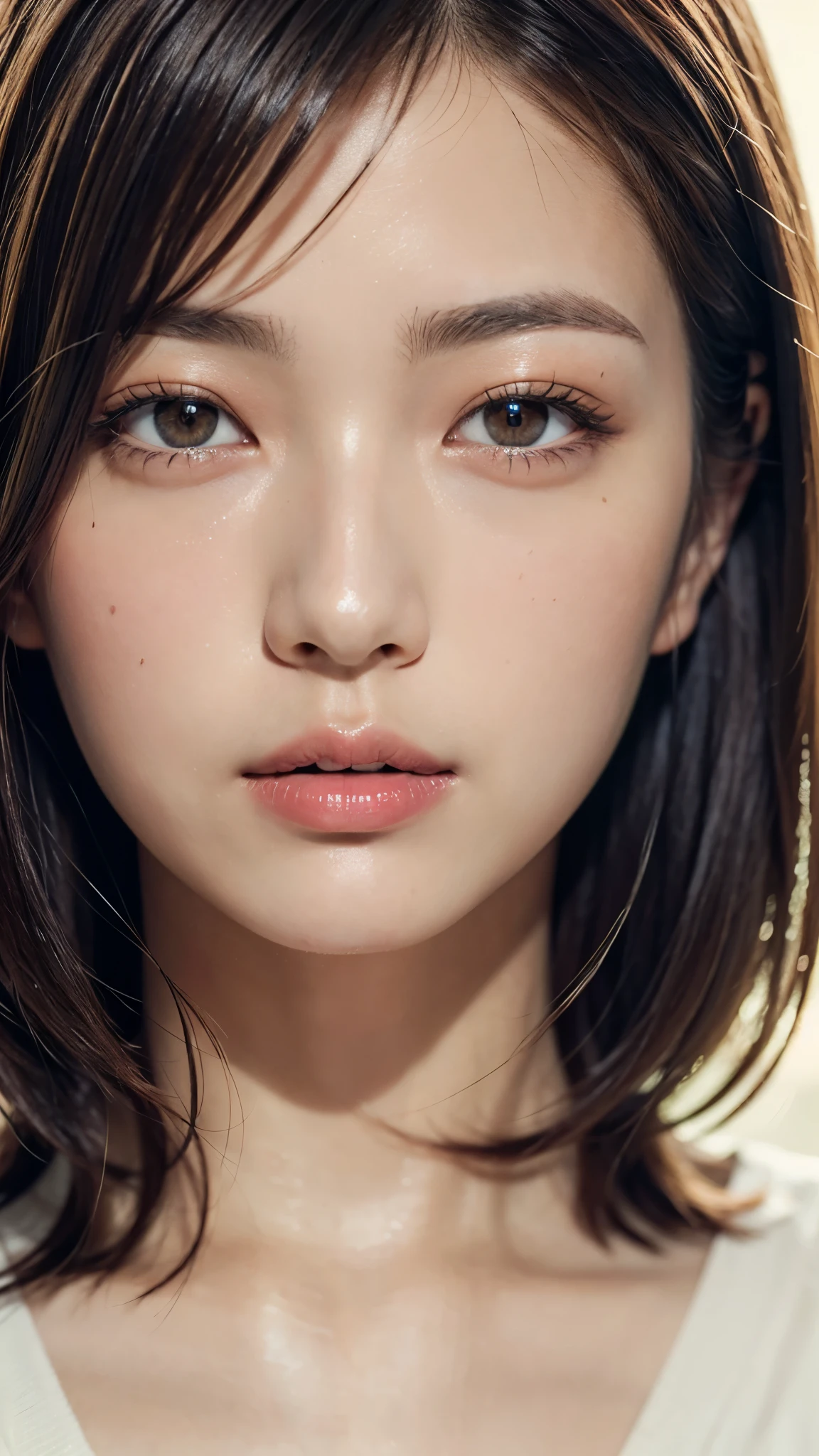 (masterpiece),(Highest quality:1.2),(Very detailed:1.2),(High resolution),(Photorealistic Stick),(RAW Photos),8K,Backlight,(Depth of written boundary),(Sleek lighting:1.2),Close-up of a clothed woman,Soft portrait shots,Beautiful Japanese Women,Gorgeous face portrait,(Eye light,Sharp pupils,Detailed eye drawing,)Very beautiful face,(Detailed skin texture:1.3),Beautiful portrait,A lovely and delicate face,Beautiful young Japanese woman,Short Bob,Look this way,front,(POV shot),(sleepy)