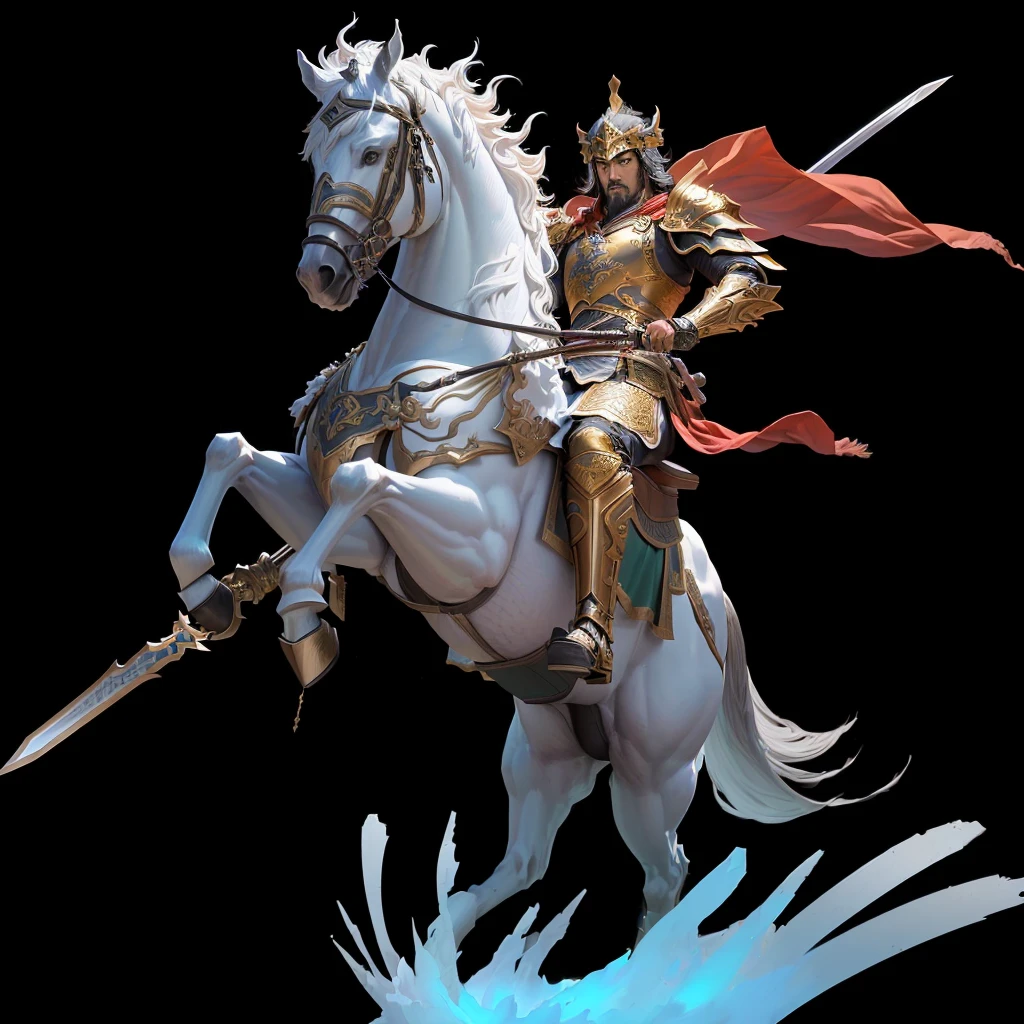 Statue of Aalfed，A man riding a horse，Holding a sword, zhao yun, Horse Warrior, guan yu, heise jinyao, xianxia hero, Keqing from genshin impact, 《Genshin Impact》Zhongli, Knight carrying a great sword, Krenz Kushat and Lin Wenjun, author：Yang J, Gold Paladin