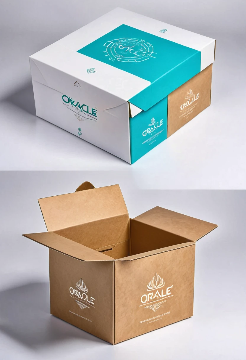 Six-sided diagram of packaging carton,Carton color,Flat,Printing logo and instructions,The logo name is oracle,Simple style,detail,high quality,fashionable，