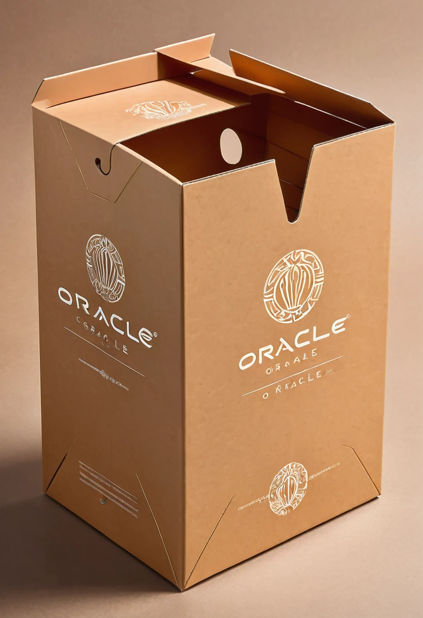 Six-sided diagram of packaging carton,Carton color,Flat,Printing logo and instructions,The logo name is oracle,Simple style,detail,high quality,fashionable，