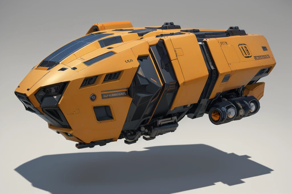 (masterpiece, top quality, best quality, official art, beautiful and aesthetic:1.2),(16k, best quality, masterpiece:1.2), CGgameplane csw, no humans, science fiction, white background, vehicle focus, blue and orange color scheme, military vehicle, military, spacecraft, robot, simple background, mecha, thrusters, flying, realistic,