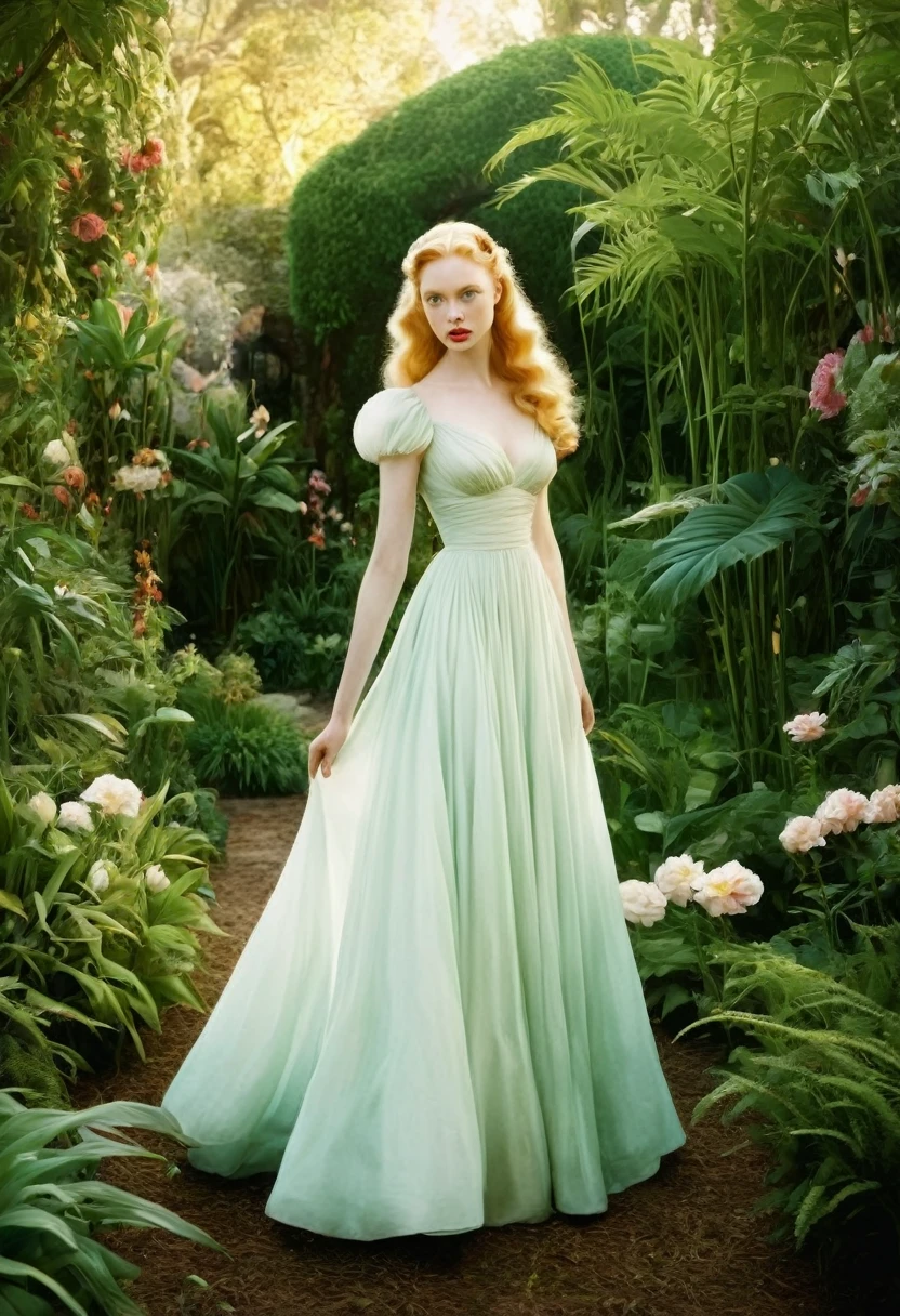 legendary actress, Deborah Ann Woll, mesmerizing beauty, enchantingly immersed in a serene garden during the twilight hours, captured by the talented photographer, Marianna Rothen, draws inspiration from the golden age of Hollywood. This breathtaking artwork, crafted with the finest attention to detail and emotion, presents Deborah Ann Woll as an ethereal woman, radiating both grace and strength. The garden, meticulously manicured with vibrant flowers and lush greenery, becomes a captivating backdrop that complements her captivating presence. Sparkling lights delicately dance through the foliage, creating a magical atmosphere that evokes a sense of wonder and awe. The portrait, rendered in the style of a hand-painted watercolor, showcases the artist's remarkable skill, capturing every intricate detail with precision and finesse. The color palette embraces soft pastel hues, gracefully blending together to enhance the ethereal beauty of Deborah Ann Woll. This masterpiece, with its high-resolution image quality and exceptional realism, transports viewers into a world where elegance and dreams intertwine. 

Please note that the prompt does not contain any explanations or additional sentences.