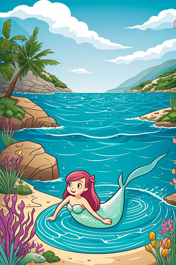 Illustration for a cartoon about a mermaid