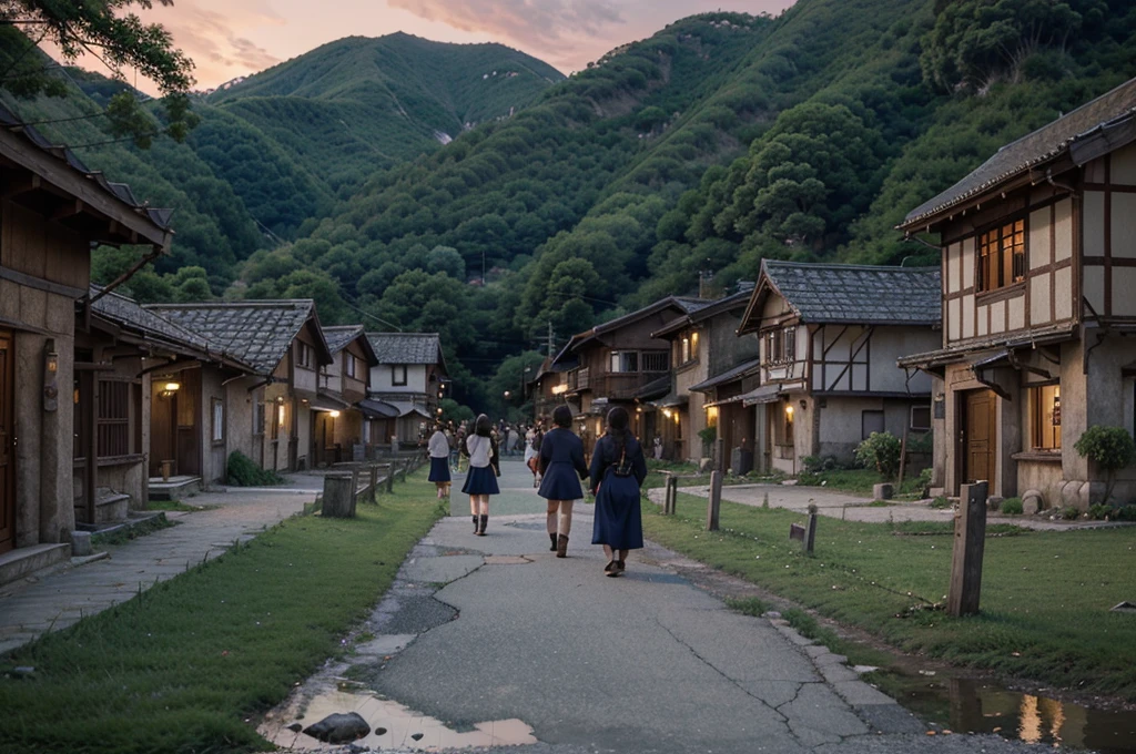 In a quaint anime village, known for its serene beauty, a mysterious incident shatters the peace when a beloved villager disappears without a trace. As dusk falls, the villagers gather in fear and confusion, realizing something sinister lurks among them.