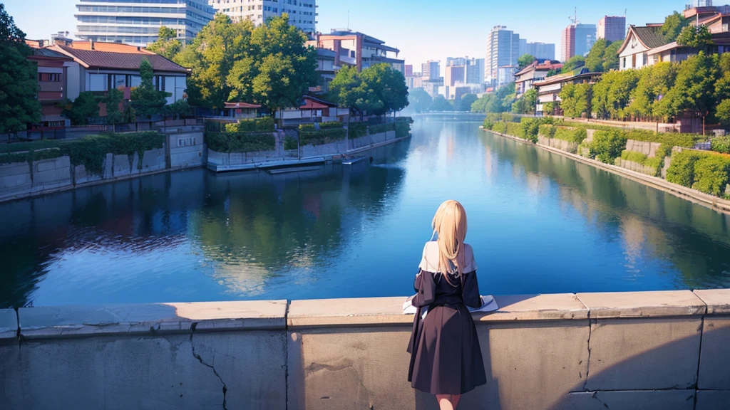 Детальный Anime-фон, visual novel style, 2D games, beautiful detailed environment, the sun is shining, modern city architecture, Japan, Houses, City Street, daytime lighting, bright colors, (Best quality, 8K, A high resolution, masterpiece: 1.2), ultra-detailed,(Napkin, Anime:1.37),concept art, digital painting