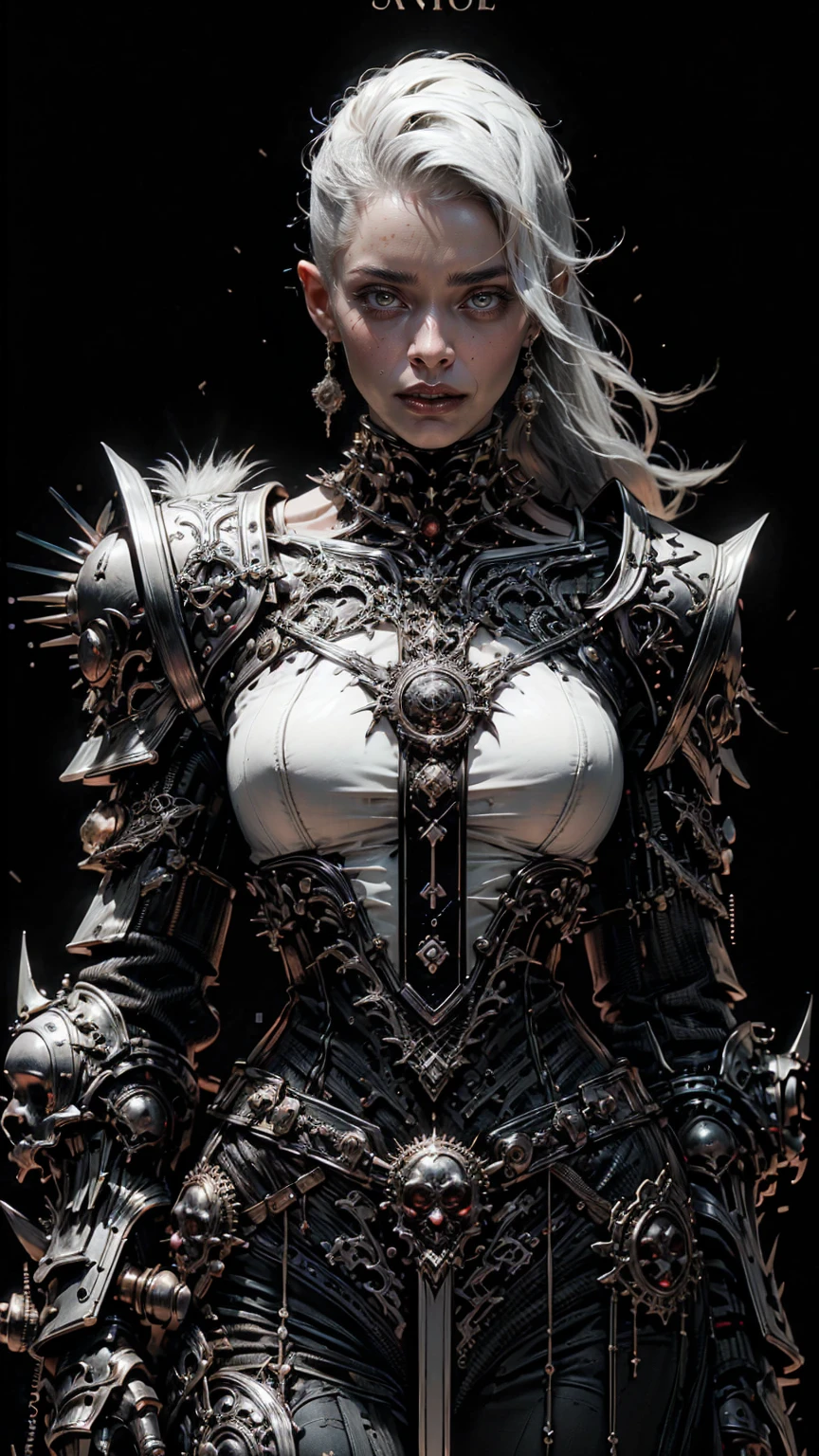 (masterpiece:1.1), (best quality:1.1), (ornate:1.1), (monochrome:1.3), (black and white:1.3), BREAK, (horror:1.0), (esoteric:1.1), (solo:1.4), (dynamic angle:1.0), (cowboy shot:1.0), (woman:1.1),(very muscular bodybuilder girl:1.25), (huge upper body:1.25), (narrow hips:1.0), long hair, (gothic intricate vampiric armor:1.25), ((full body front view)), (gauntlets:1.0), (shoulder armor:1.1), ((tarot style frame:1.45))