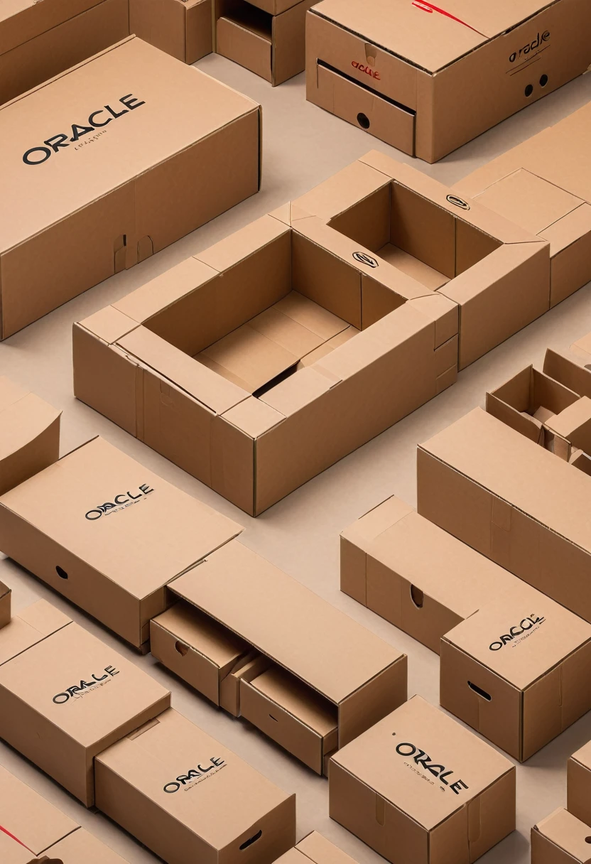 A cardboard design for assembled furniture，Carton flat，Simple style，The logo name is oracle，Lay the carton flat，detail，high quality，Fashion