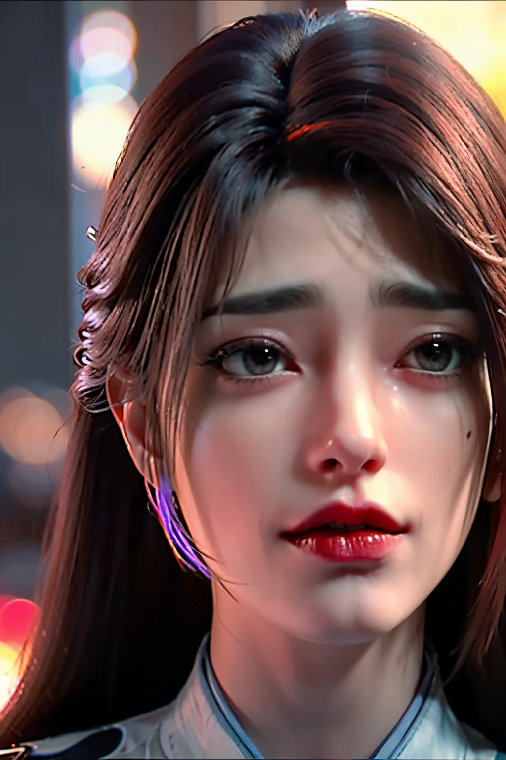 close up woman with, mullet hair