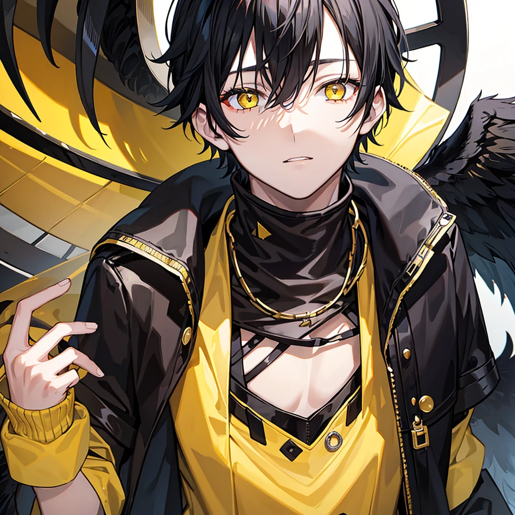 boy,Black Hair,Yellow Eyes,