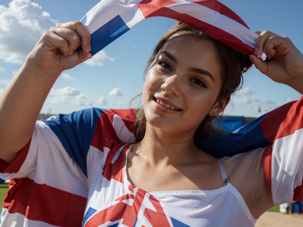 a beautiful supporter with england flag on his cheeks